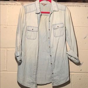 Light wash denim button up shirt